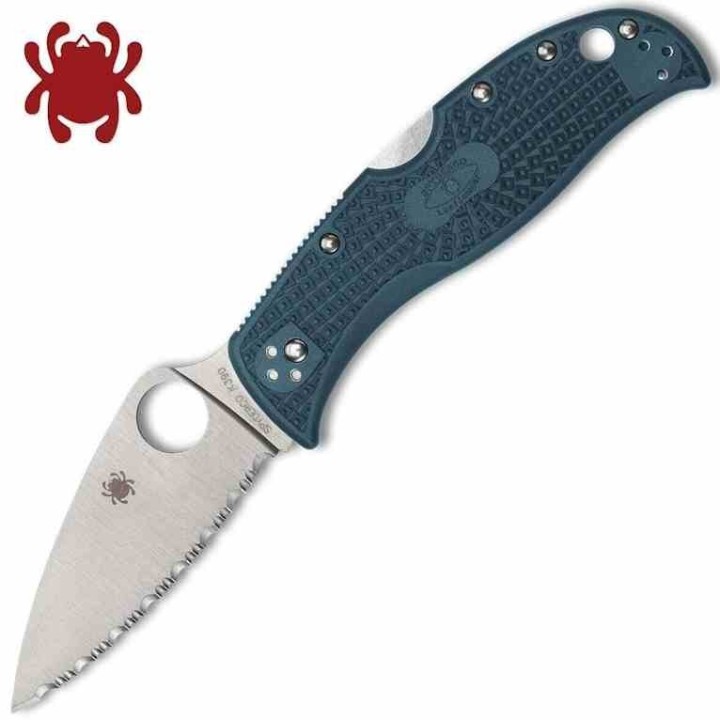 Couteau Spyderco LeafJumper Blue K390 Serrated Manche FRN Lockback Clip Japan SC262SBLK390 - Livraison Gratuite