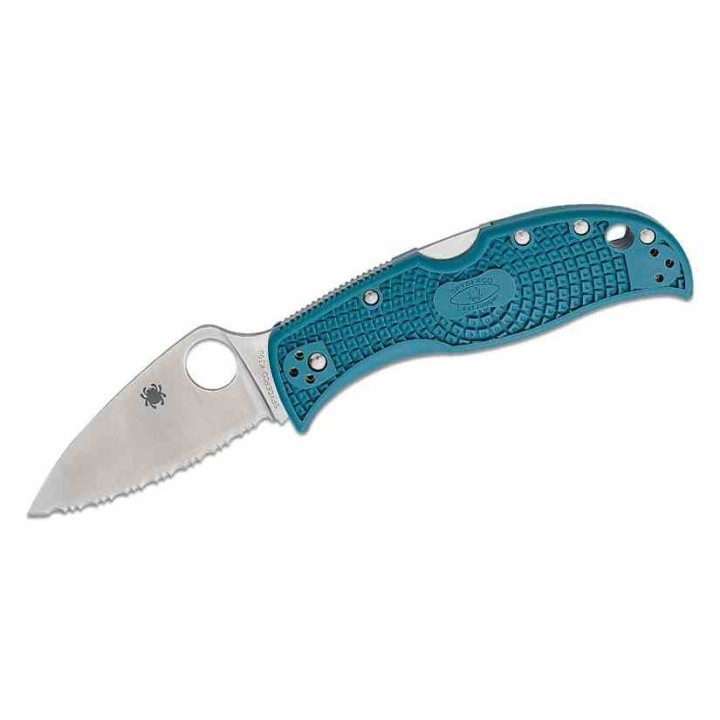 Couteau Spyderco LeafJumper Blue K390 Serrated Manche FRN Lockback Clip Japan SC262SBLK390 - Livraison Gratuite
