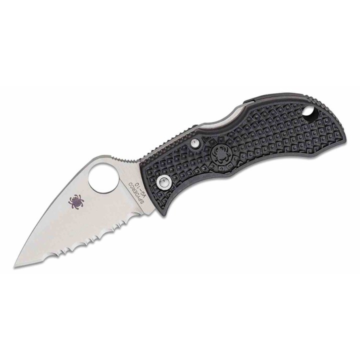 Couteau Spyderco Manbug Lame Acier VG10 Leaf Shaped Serrated Manche FRN Lockback Japan SCMBKLFS - Livraison Gratuite