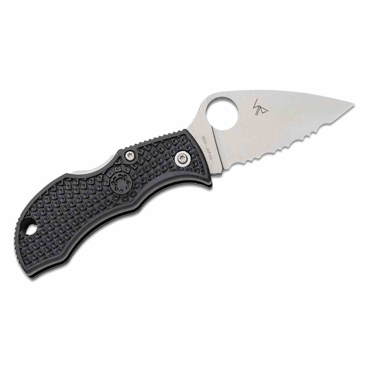 Couteau Spyderco Manbug Lame Acier VG10 Leaf Shaped Serrated Manche FRN Lockback Japan SCMBKLFS - Livraison Gratuite