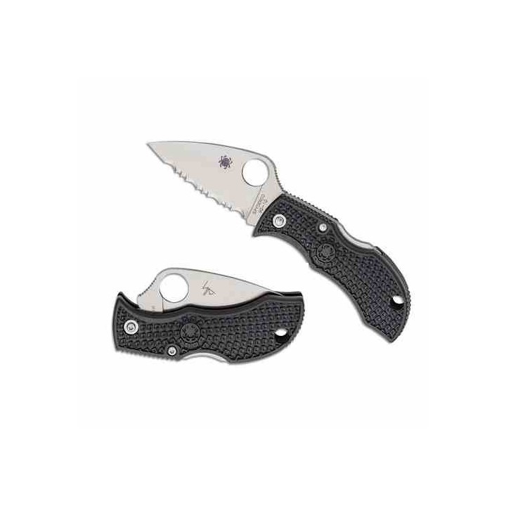 Couteau Spyderco Manbug Lame Acier VG10 Leaf Shaped Serrated Manche FRN Lockback Japan SCMBKLFS - Livraison Gratuite