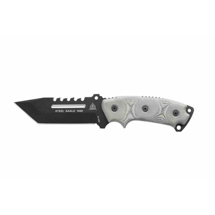 Couteau Tops Steel Eagle Tanto Saw Lame Acier Carbone 1095 Manche Micarta Etui Kydex Made USA TPSE105D - Livraison Gratuite