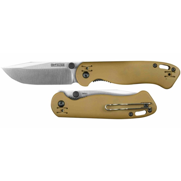 Couteau KA-BAR BK41 Becker Mini Lame Acier D2 Manche Tan GFN Linerclock Clip BKR41 - Livraison Gratuite