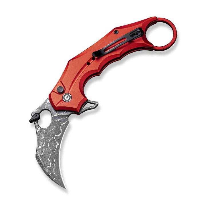 Couteau CIVIVI Knives Incisor II Red Karambit Lame Acier Damas Manche Aluminum IKBS Clip C16016BDS1 - Livraison Gratuite