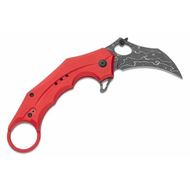 Couteau CIVIVI Knives Incisor II Red Karambit Lame Acier Damas Manche Aluminum IKBS Clip C16016BDS1 - Livraison Gratuite