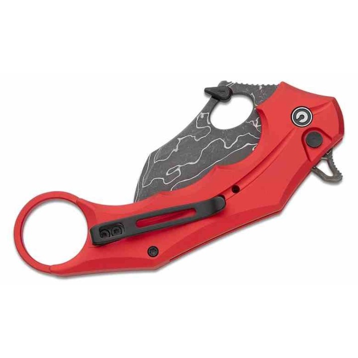 Couteau CIVIVI Knives Incisor II Red Karambit Lame Acier Damas Manche Aluminum IKBS Clip C16016BDS1 - Livraison Gratuite