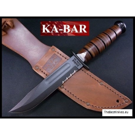 Couteau Ka-bar Short Acier Carbone 1095 Manche Cuir Kabar Made In USA KA1261 - LIvraison Gratuite