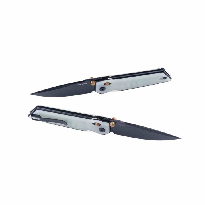 Couteau Real Steel Sacra Jade Lame Acier K110 Black Manche G10 Handles Slider Clip RS7711NB - Livraison Gratuite