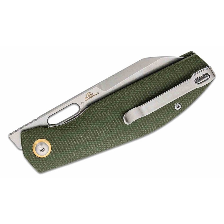 Couteau CJRB Ekko Green Lame Sheepsfoot Acier AR-RPM9 Manche Micarta IKBS LinerLock Clip J1929MGN - Livraison Gratuite