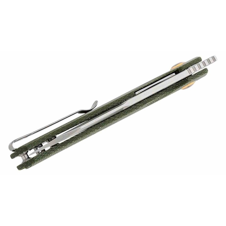 Couteau CJRB Ekko Green Lame Sheepsfoot Acier AR-RPM9 Manche Micarta IKBS LinerLock Clip J1929MGN - Livraison Gratuite