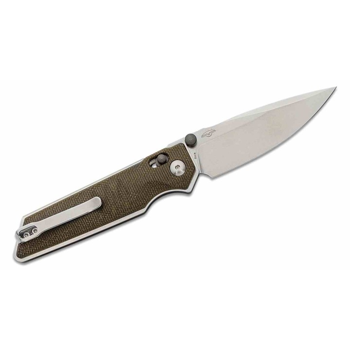 Couteau Real Steel Sacra Green Lame Acier K110 Stonewash Manche Micarta Slider Clip RS7711G - Livraison Gratuite