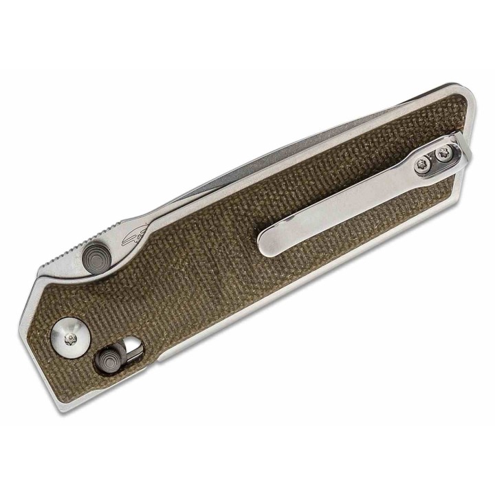 Couteau Real Steel Sacra Green Lame Acier K110 Stonewash Manche Micarta Slider Clip RS7711G - Livraison Gratuite