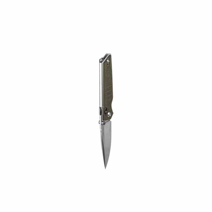Couteau Real Steel Sacra Green Lame Acier K110 Stonewash Manche Micarta Slider Clip RS7711G - Livraison Gratuite