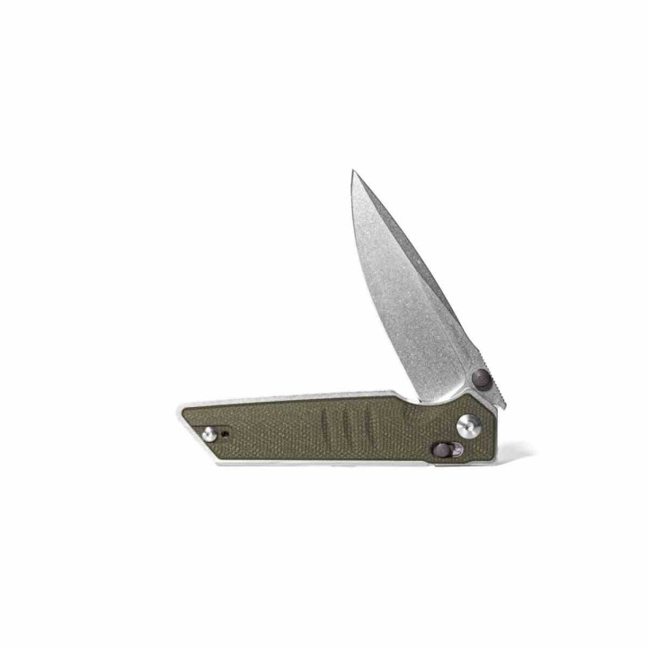 Couteau Real Steel Sacra Green Lame Acier K110 Stonewash Manche Micarta Slider Clip RS7711G - Livraison Gratuite