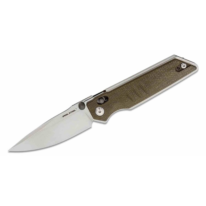 Couteau Real Steel Sacra Natural Lame Acier K110 Stonewash Manche Micarta Slider Clip RS7711N - Livraison Gratuite