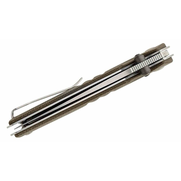 Couteau Real Steel Sacra Natural Lame Acier K110 Stonewash Manche Micarta Slider Clip RS7711N - Livraison Gratuite
