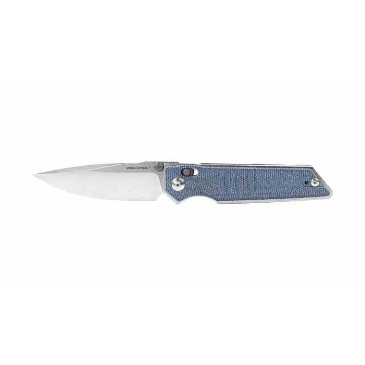 Couteau Real Steel Sacra Denim Lame Acier K110 Stonewash Manche Micarta Slider Clip  RS7711D - Livraison Gratuite