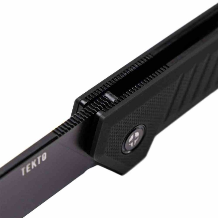Couteau Tekto Knives F1 Alpha Black Lame Acier D2 Black Manche G10 Linerlock Clip USA TKTF1GBKBK1 - Livraison Gratuite