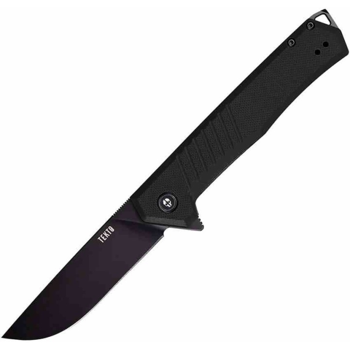 Couteau Tekto Knives F1 Alpha Black Lame Acier D2 Black Manche G10 Linerlock Clip USA TKTF1GBKBK1 - Livraison Gratuite