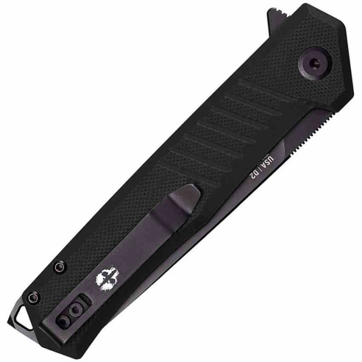 Couteau Tekto Knives F1 Alpha Black Lame Acier D2 Black Manche G10 Linerlock Clip USA TKTF1GBKBK1 - Livraison Gratuite