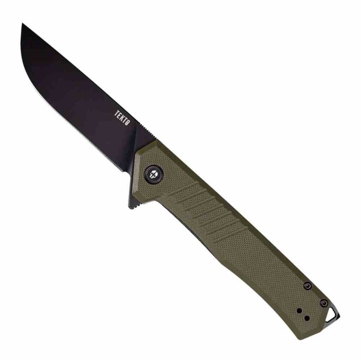 Couteau Tekto Knives F1 Alpha Od Green Lame Acier D2 Black Manche G10 Linerlock Clip USA TKTF1GODBK1 - Livraison Gratuite