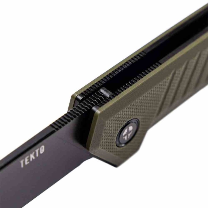 Couteau Tekto Knives F1 Alpha Od Green Lame Acier D2 Black Manche G10 Linerlock Clip USA TKTF1GODBK1 - Livraison Gratuite