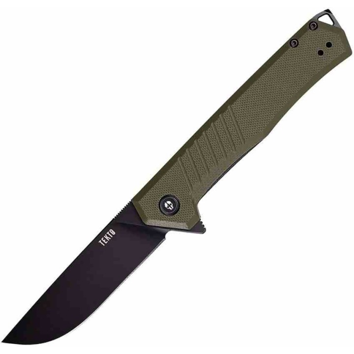 Couteau Tekto Knives F1 Alpha Od Green Lame Acier D2 Black Manche G10 Linerlock Clip USA TKTF1GODBK1 - Livraison Gratuite