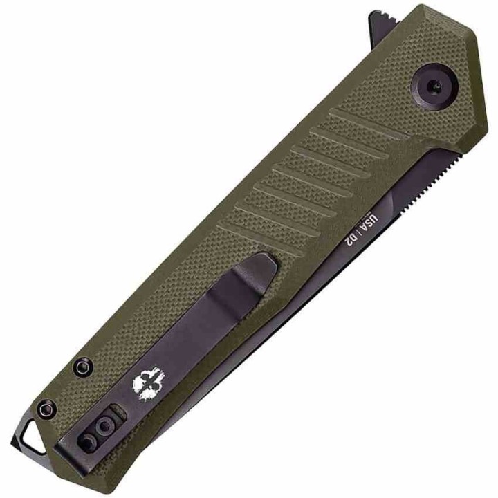 Couteau Tekto Knives F1 Alpha Od Green Lame Acier D2 Black Manche G10 Linerlock Clip USA TKTF1GODBK1 - Livraison Gratuite