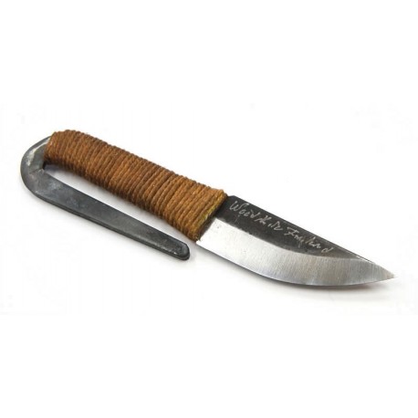 Couteau Kellam Fixed Blade Lame Acier Carbone Forgée Manche Corde Made In Finlande KLHM10 - Livraison Gratuite