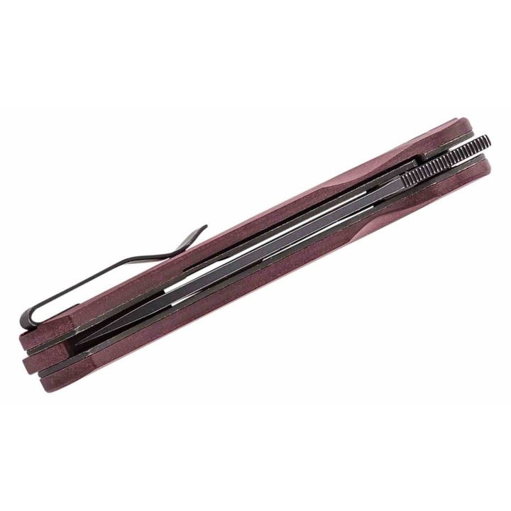 Couteau Kizer Agressor Burgundy Lame Acier CPM-3V Manche Richlite Linerlock Clip KIV3629A1 - Livraison Gratuite