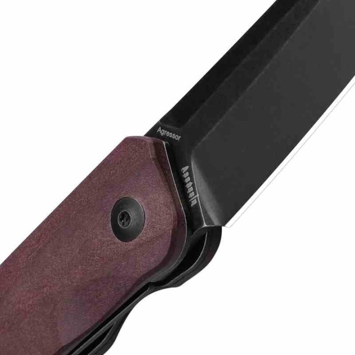 Couteau Kizer Agressor Burgundy Lame Acier CPM-3V Manche Richlite Linerlock Clip KIV3629A1 - Livraison Gratuite