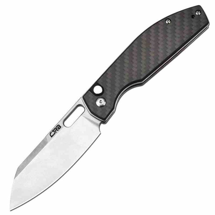 Couteau CJRB Ekko CF Lame Sheepsfoot Acier AR-RPM9 Manche Carbon Fiber IKBS Button Lock Clip J1929BCF - Livraison Gratuite