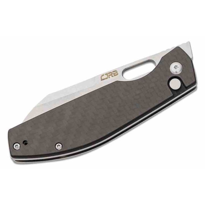 Couteau CJRB Ekko CF Lame Sheepsfoot Acier AR-RPM9 Manche Carbon Fiber IKBS Button Lock Clip J1929BCF - Livraison Gratuite