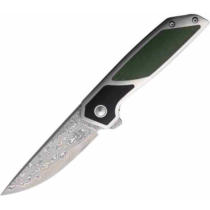 Couteau Begg Knives Diamici Black/Green Manche G-10 Lame Damas IKBS Linerlock Clip BG015M - Livraison Gratuite