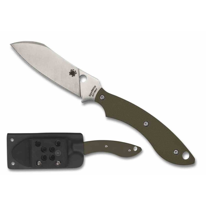 Couteau Spyderco Stok Drop Point Lame Acier 8Cr13MoV Manche OD Green G10 Etui Boltaron SCFB50GPOD - Livraison Gratuite