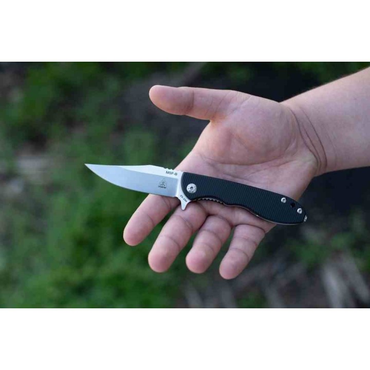 Couteau Tops MSF Black Lame Acier Elmax Manche G10 Linerlock Clip Made USA TPMSFB01 - Livraison Gratuite