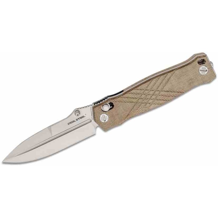 Couteau Real Steel Muninn Green Lame Acier VG-10 Spear Point Manche Micarta Slide Lock Clip RS7751GM - Livraison Gratuite