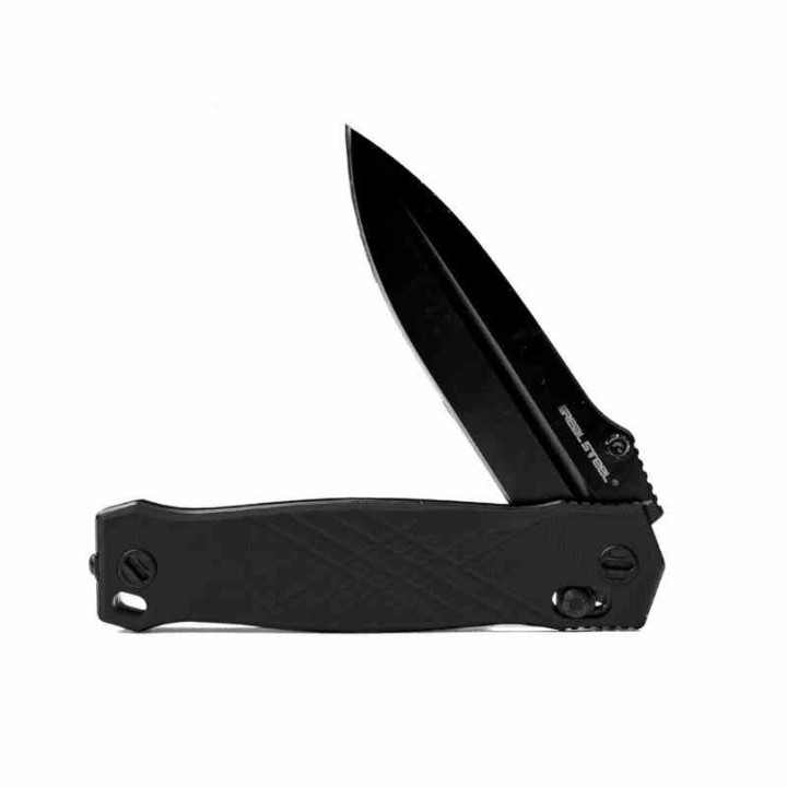 Couteau Real Steel Muninn Black Lame Acier VG-10 Spear Point Manche G10 Slide Lock Clip RS7752B - Livraison Gratuite