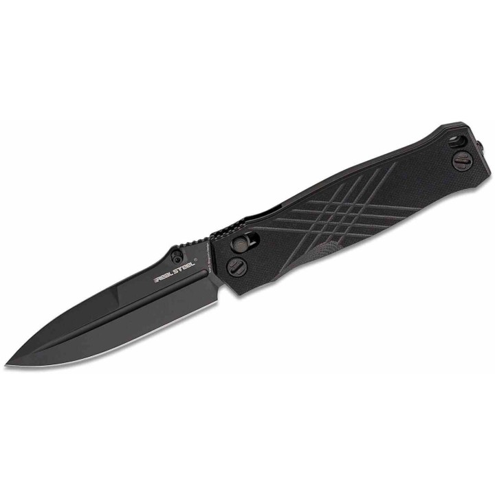 Couteau Real Steel Muninn Black Lame Acier VG-10 Spear Point Manche G10 Slide Lock Clip RS7752B - Livraison Gratuite