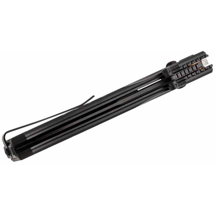 Couteau Real Steel Muninn Black Lame Acier VG-10 Spear Point Manche G10 Slide Lock Clip RS7752B - Livraison Gratuite