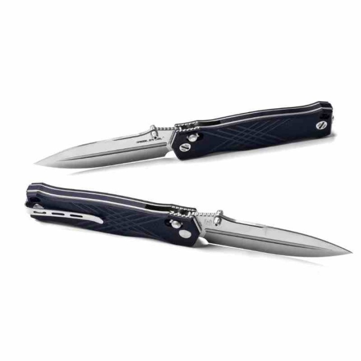 Couteau Real Steel Muninn Black Lame Acier VG-10 Spear Point Manche G10 Slide Lock Clip RS7751BS - Livraison Gratuite
