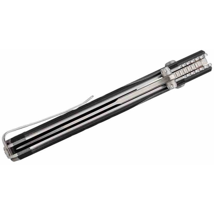 Couteau Real Steel Muninn Black Lame Acier VG-10 Spear Point Manche G10 Slide Lock Clip RS7751BS - Livraison Gratuite