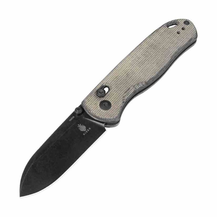 ﻿Couteau Kizer Drop Bear Black Manche Micarta Lame Acier 154CM IKBS Clutch Lock Clip KIV3619C4 - Livraison Gratuite