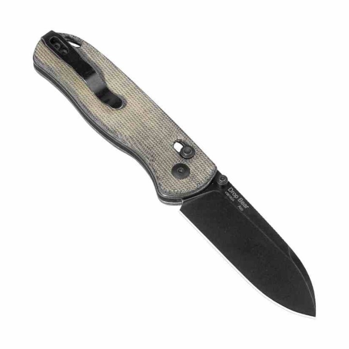 ﻿Couteau Kizer Drop Bear Black Manche Micarta Lame Acier 154CM IKBS Clutch Lock Clip KIV3619C4 - Livraison Gratuite