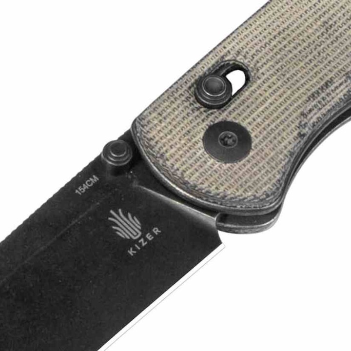 ﻿Couteau Kizer Drop Bear Black Manche Micarta Lame Acier 154CM IKBS Clutch Lock Clip KIV3619C4 - Livraison Gratuite