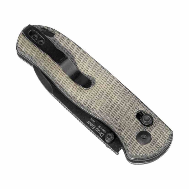 ﻿Couteau Kizer Drop Bear Black Manche Micarta Lame Acier 154CM IKBS Clutch Lock Clip KIV3619C4 - Livraison Gratuite