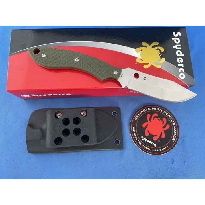 Couteau Spyderco Stok Bowie Lame Acier 8Cr13MoV Manche OD Green G10 Etui Boltaron SCFB49GPOD - Livraison Gratuite