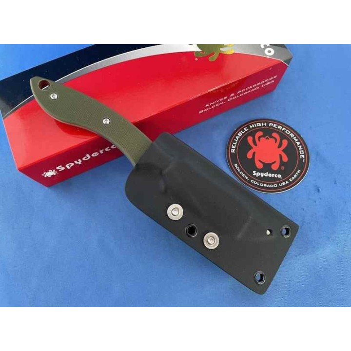 Couteau Spyderco Stok Bowie Lame Acier 8Cr13MoV Manche OD Green G10 Etui Boltaron SCFB49GPOD - Livraison Gratuite