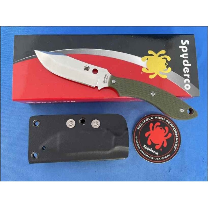 Couteau Spyderco Stok Bowie Lame Acier 8Cr13MoV Manche OD Green G10 Etui Boltaron SCFB49GPOD - Livraison Gratuite