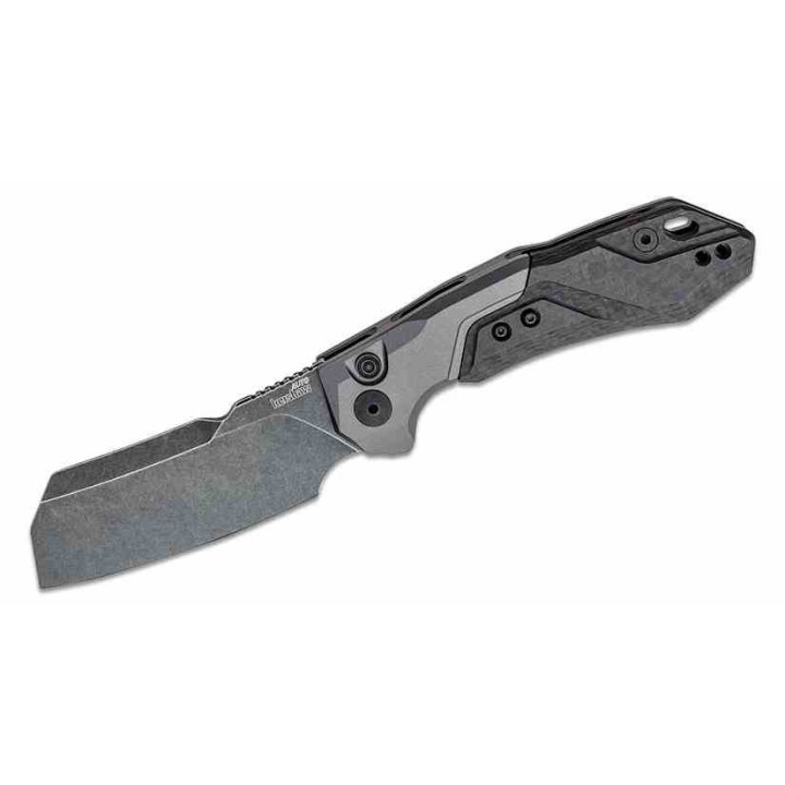 Couteau Automatique Kershaw Launch 14 Lame Acier CPM-154 Cleaver Manche Gray Alu/FCarbone Clip USA KS7850 - Livraison Gratuite